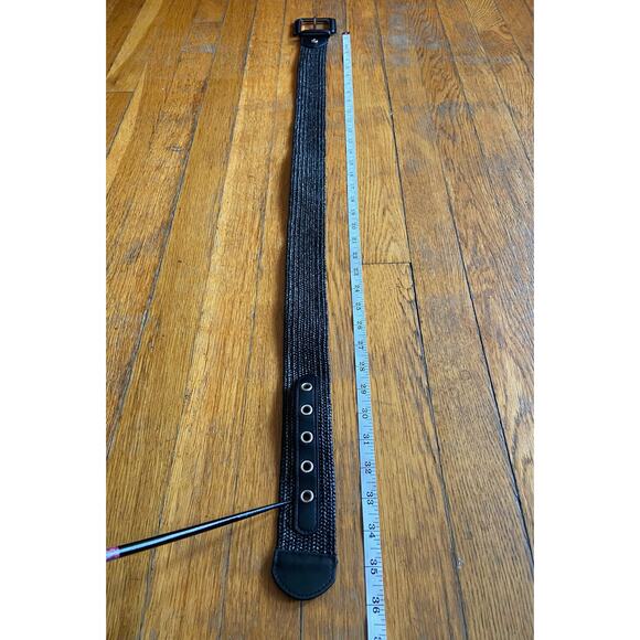 NINE WEST Wide Black Stretch Raffia Waist Belt sz M/L - Picture 10 of 10